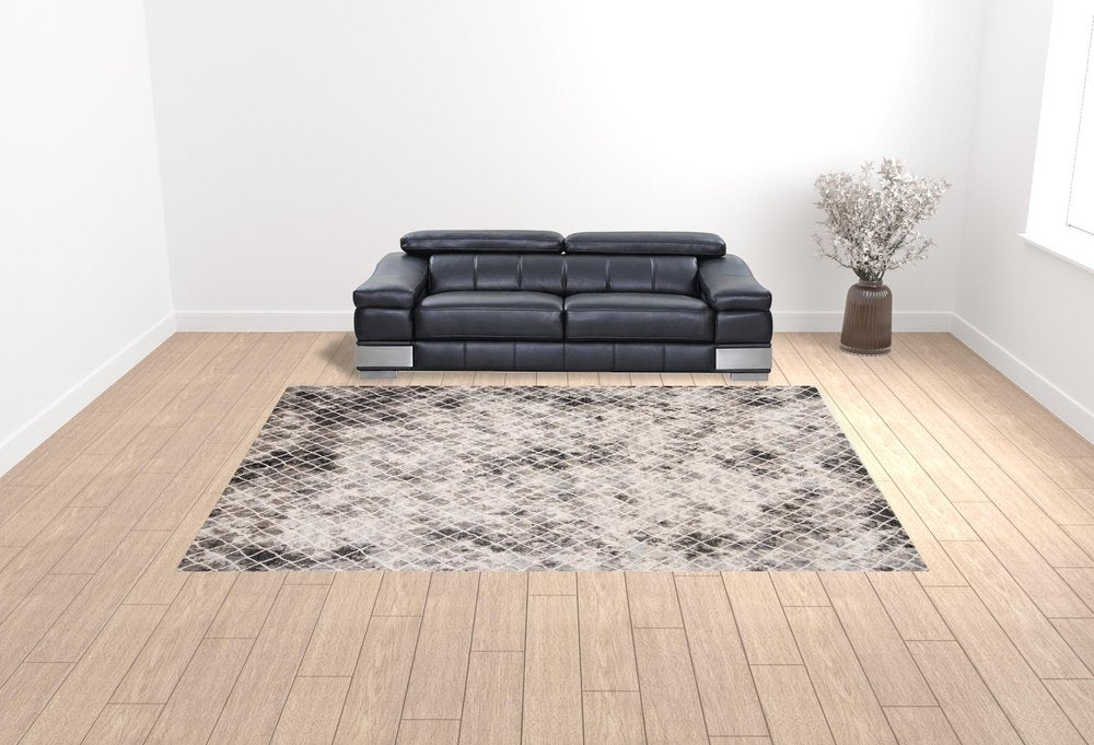 10' X 14' Ivory Gray And Taupe Abstract Stain Resistant Area Rug