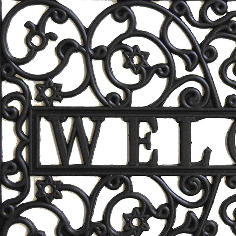 18" X 30" Black Rubber Scrollwork Welcome Outdoor Door Mat