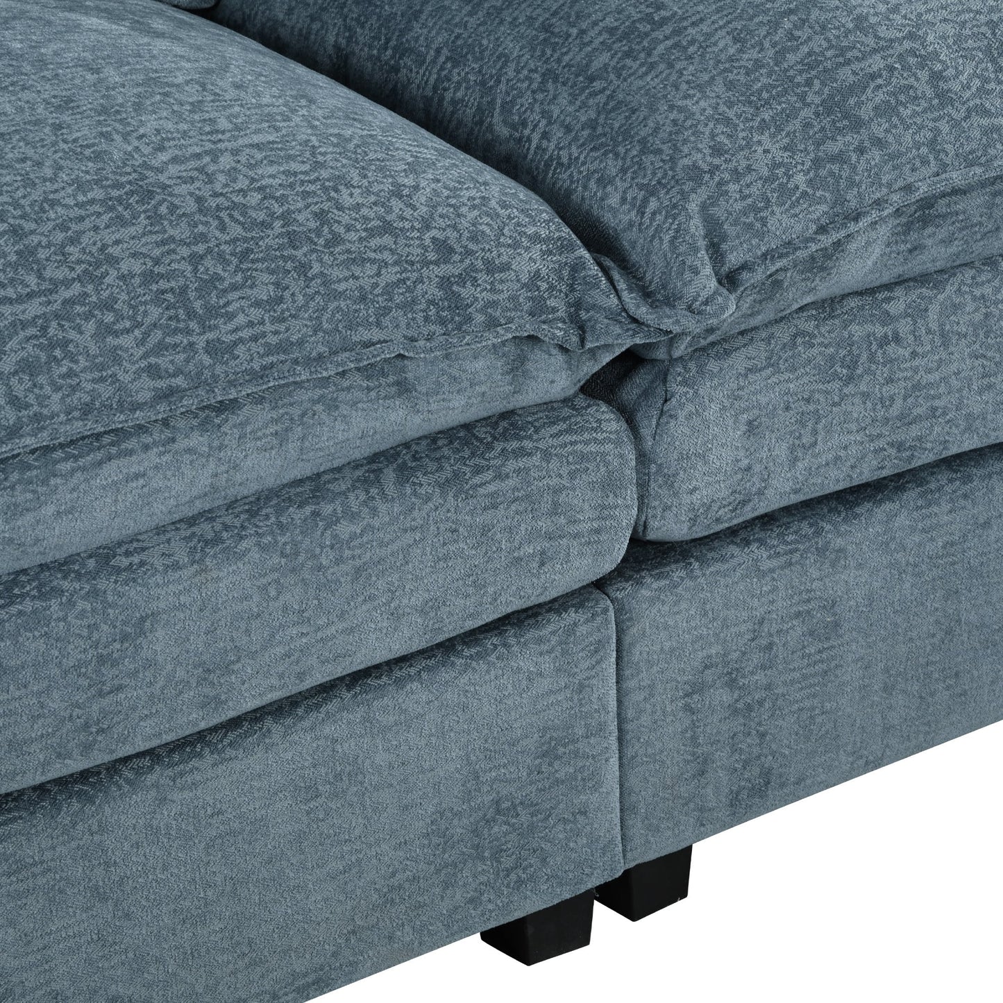 U-Shaped Chenille Sectional Sofa with Adjustable Armrest Pillows -