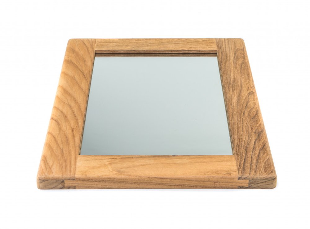 15" Brown Solid Wood Framed Accent Mirror