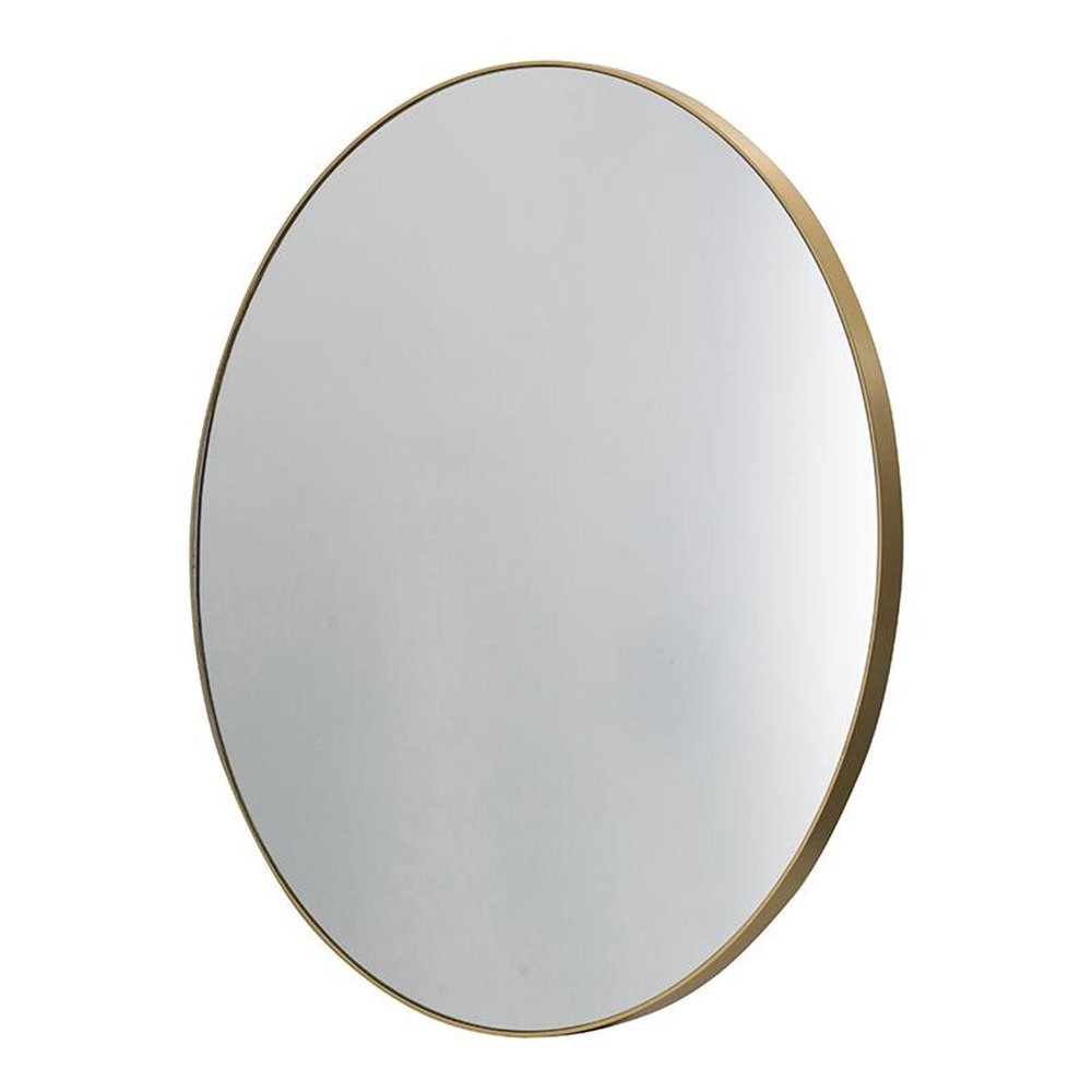 30" Gold Round Wood Framed Accent Mirror