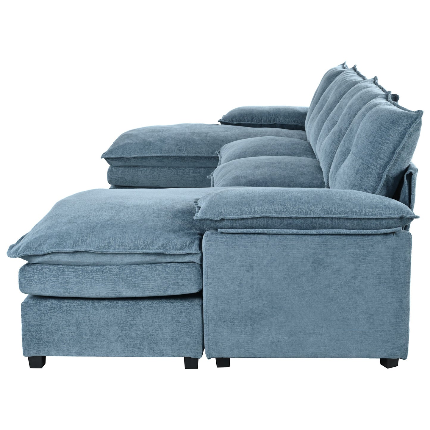 U-Shaped Chenille Sectional Sofa with Adjustable Armrest Pillows -
