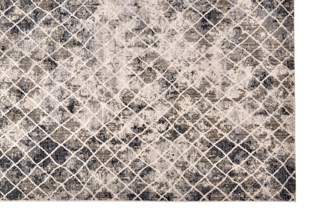 10' X 14' Ivory Gray And Taupe Abstract Stain Resistant Area Rug