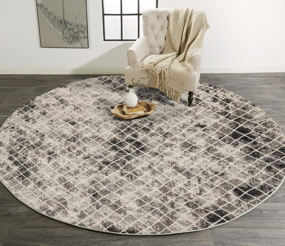 10' X 14' Ivory Gray And Taupe Abstract Stain Resistant Area Rug