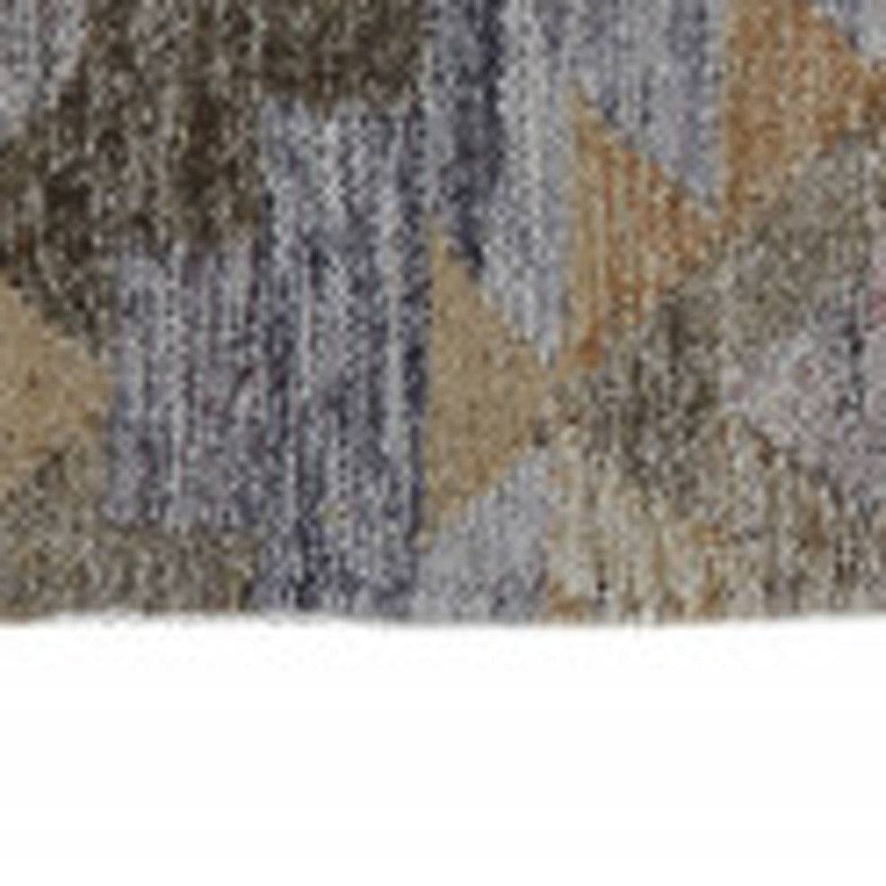 5' X 8' Gray Black And Brown Geometric Hand Woven Area Rug With Fringe