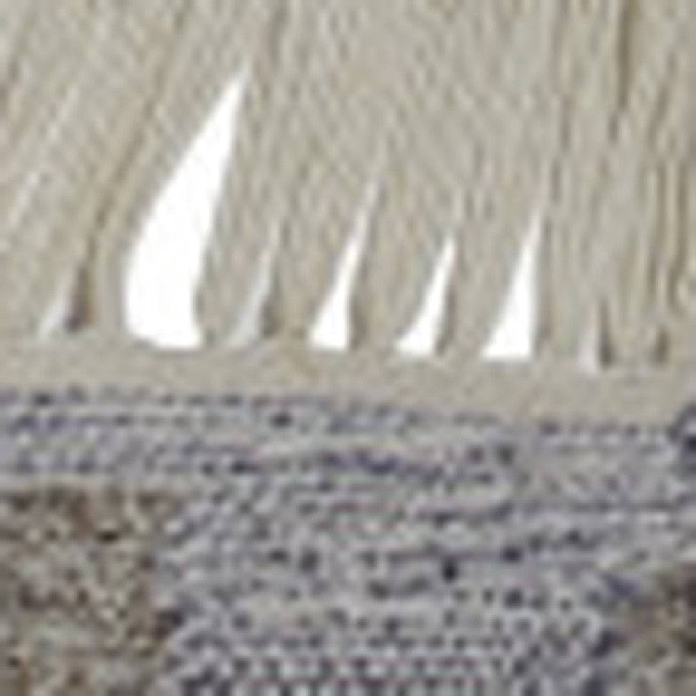 5' X 8' Gray Black And Brown Geometric Hand Woven Area Rug With Fringe