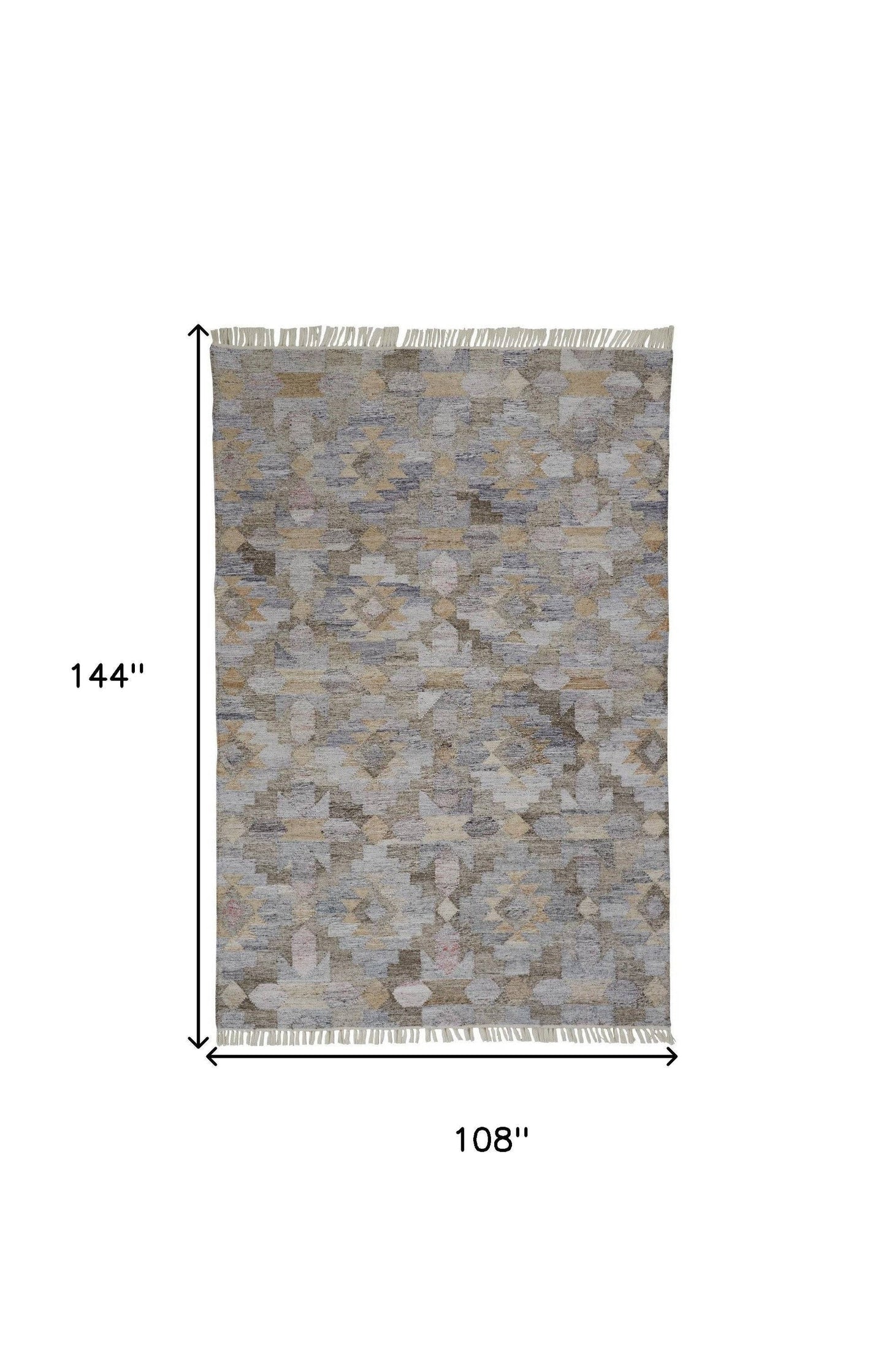 5' X 8' Gray Black And Brown Geometric Hand Woven Area Rug With Fringe