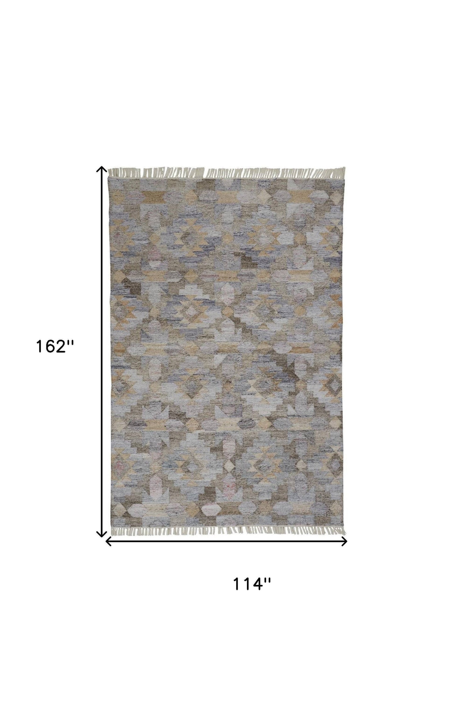 5' X 8' Gray Black And Brown Geometric Hand Woven Area Rug With Fringe