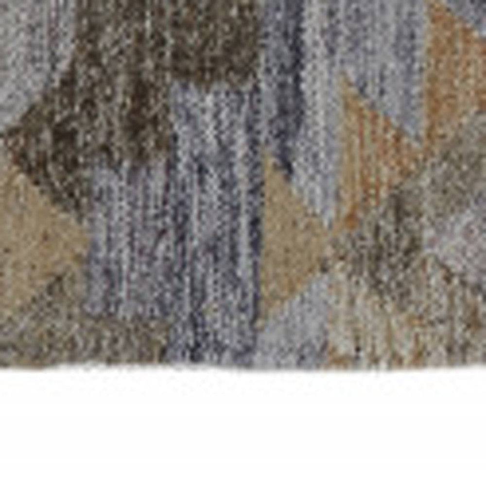 5' X 8' Gray Black And Brown Geometric Hand Woven Area Rug With Fringe