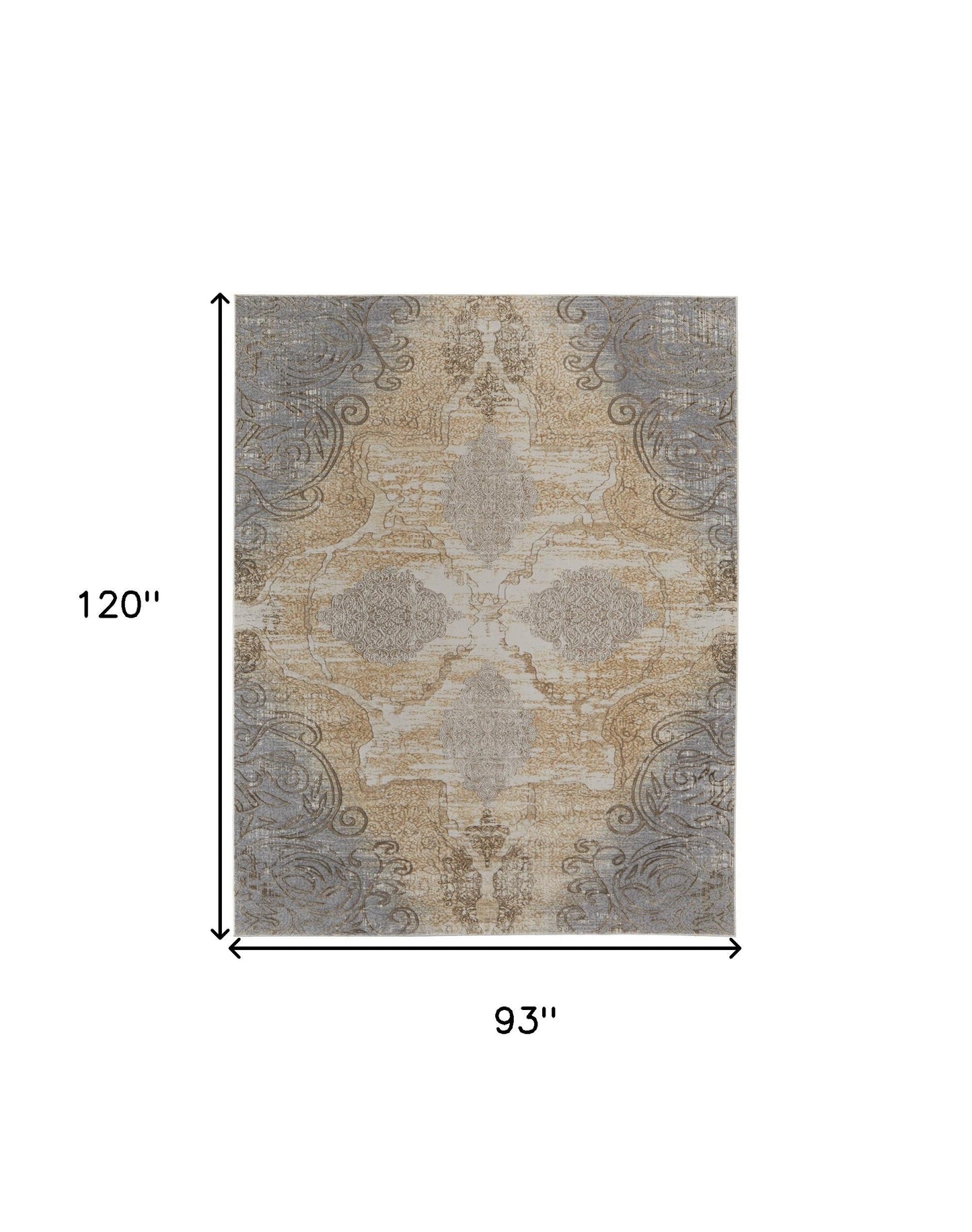 4' X 6' Tan And Gray Medallion Area Rug