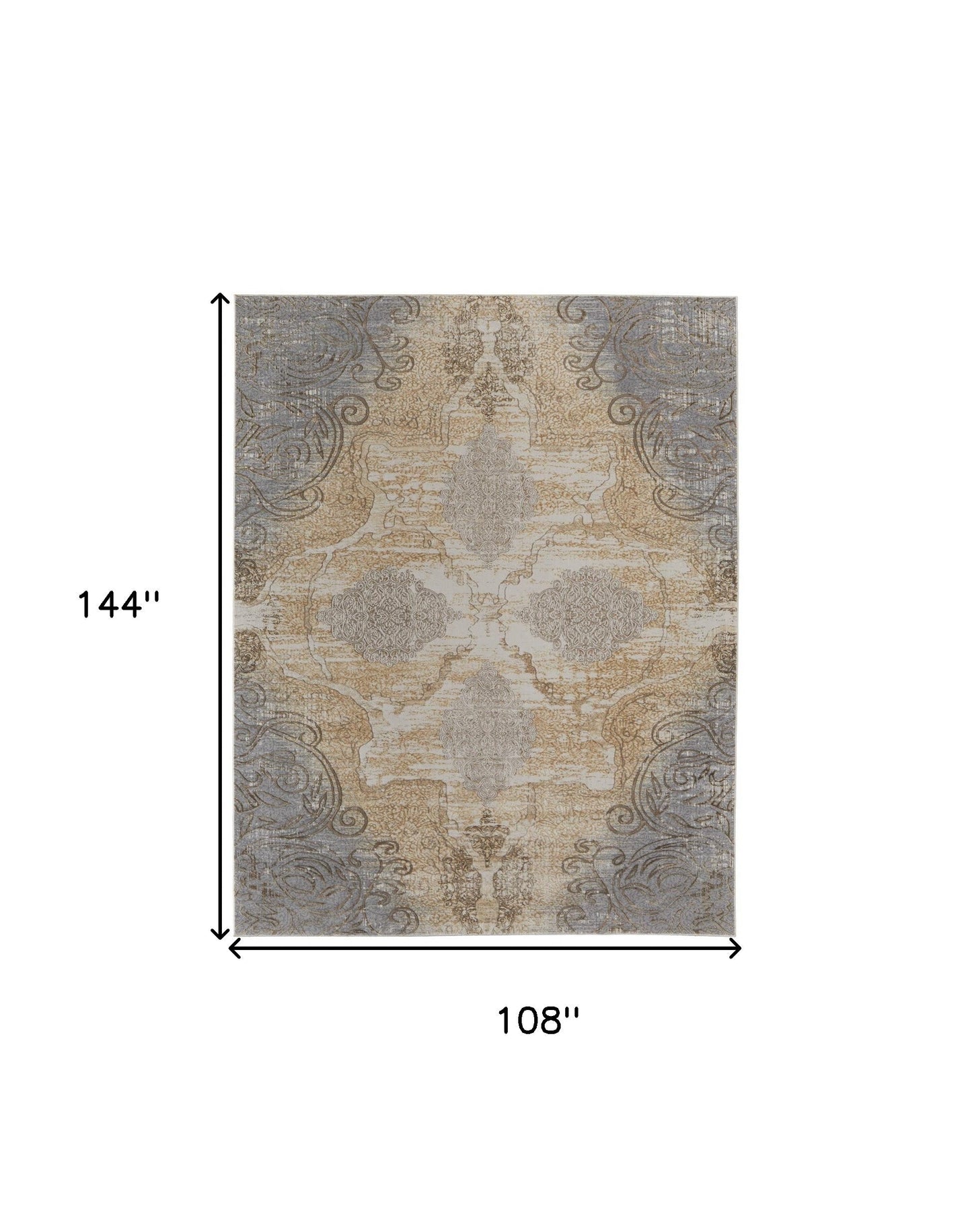 4' X 6' Tan And Gray Medallion Area Rug