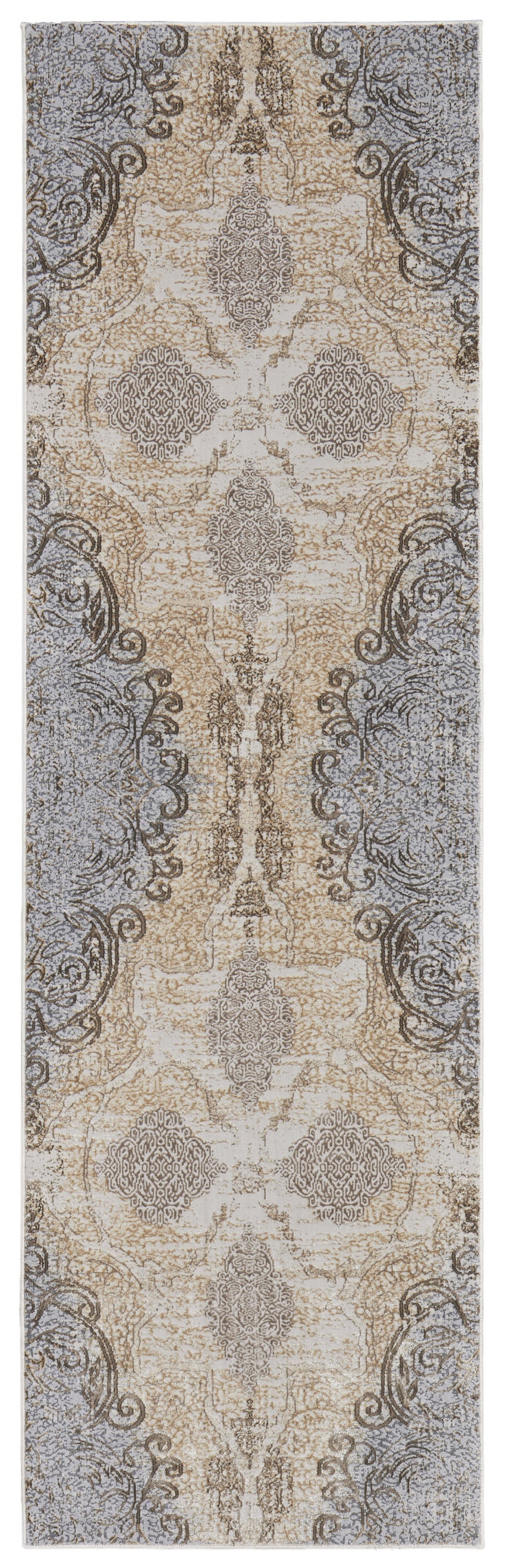 4' X 6' Tan And Gray Medallion Area Rug