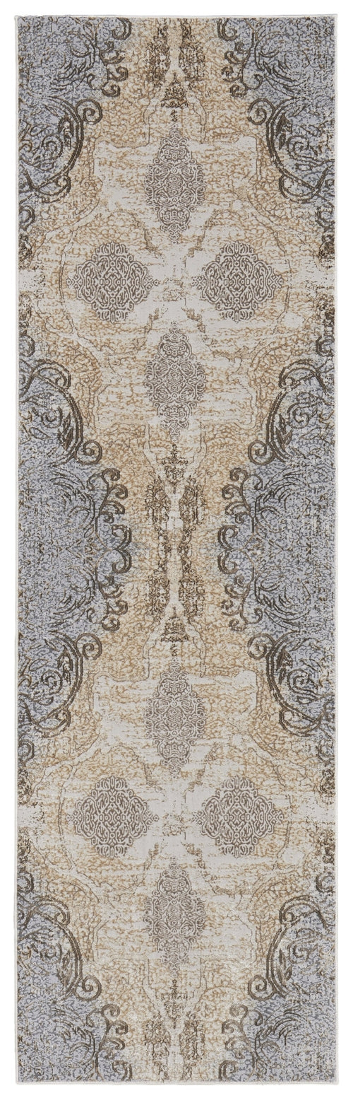 4' X 6' Tan And Gray Medallion Area Rug