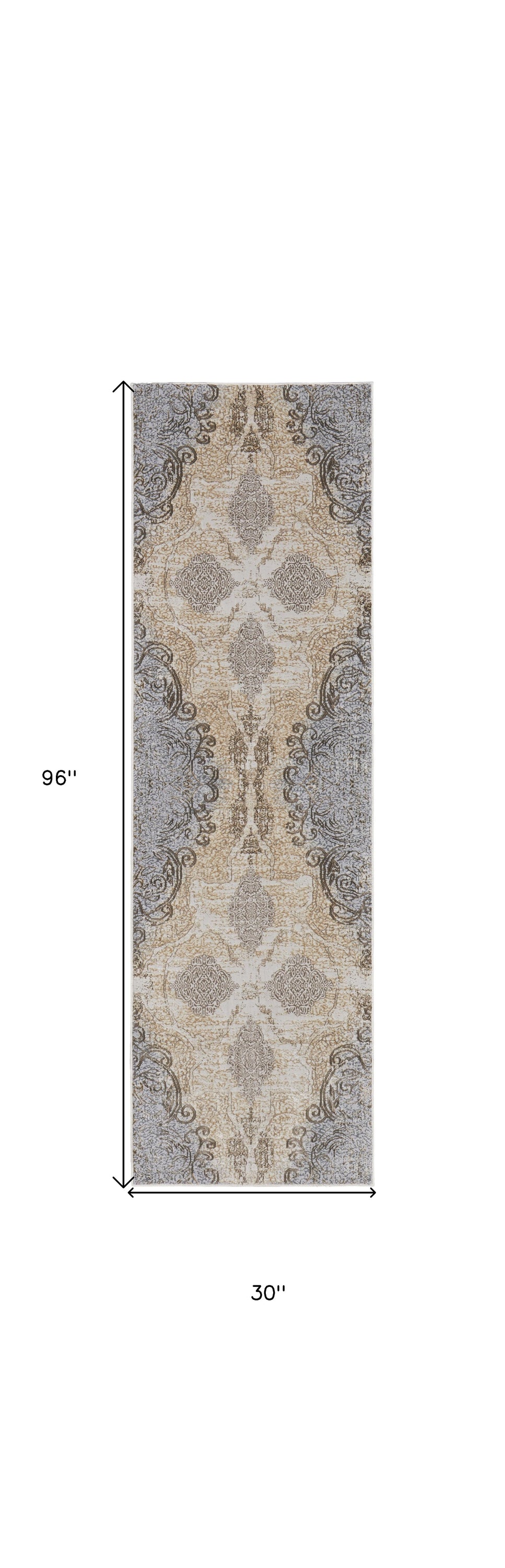 4' X 6' Tan And Gray Medallion Area Rug