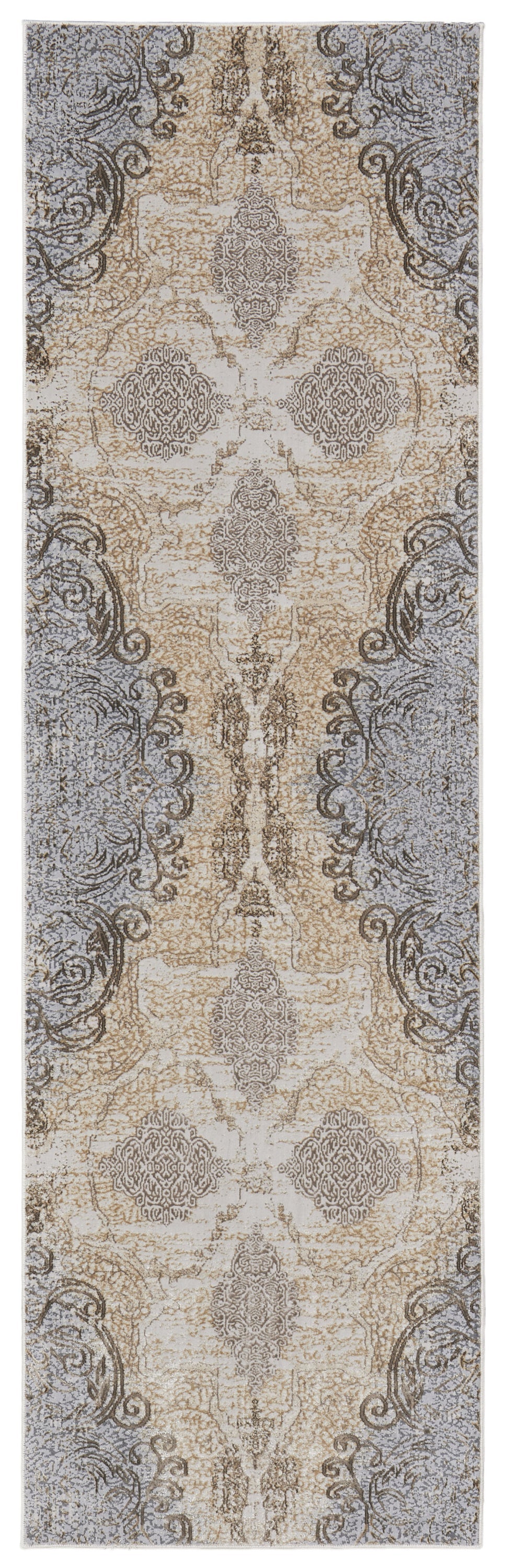 4' X 6' Tan And Gray Medallion Area Rug