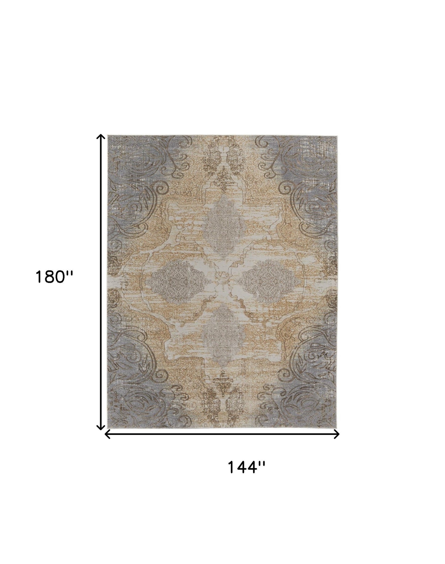 4' X 6' Tan And Gray Medallion Area Rug