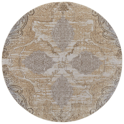 4' X 6' Tan And Gray Medallion Area Rug