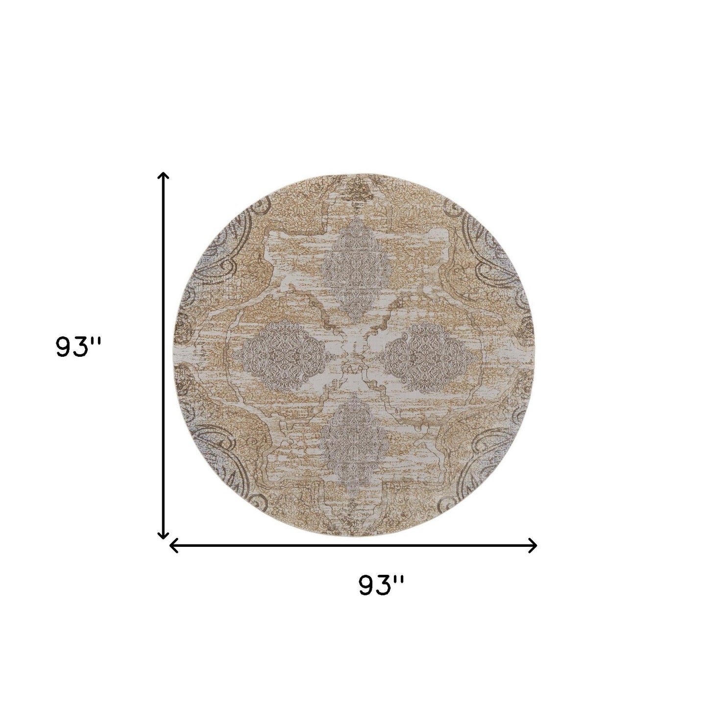 4' X 6' Tan And Gray Medallion Area Rug