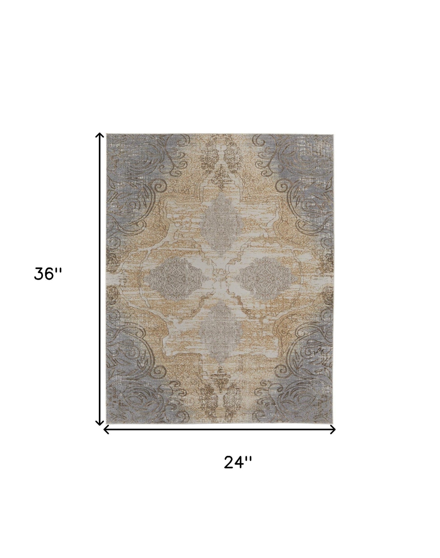 4' X 6' Tan And Gray Medallion Area Rug