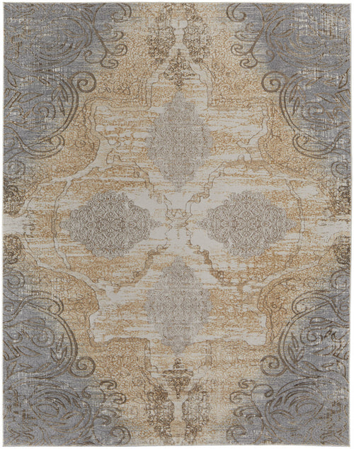 4' X 6' Tan And Gray Medallion Area Rug