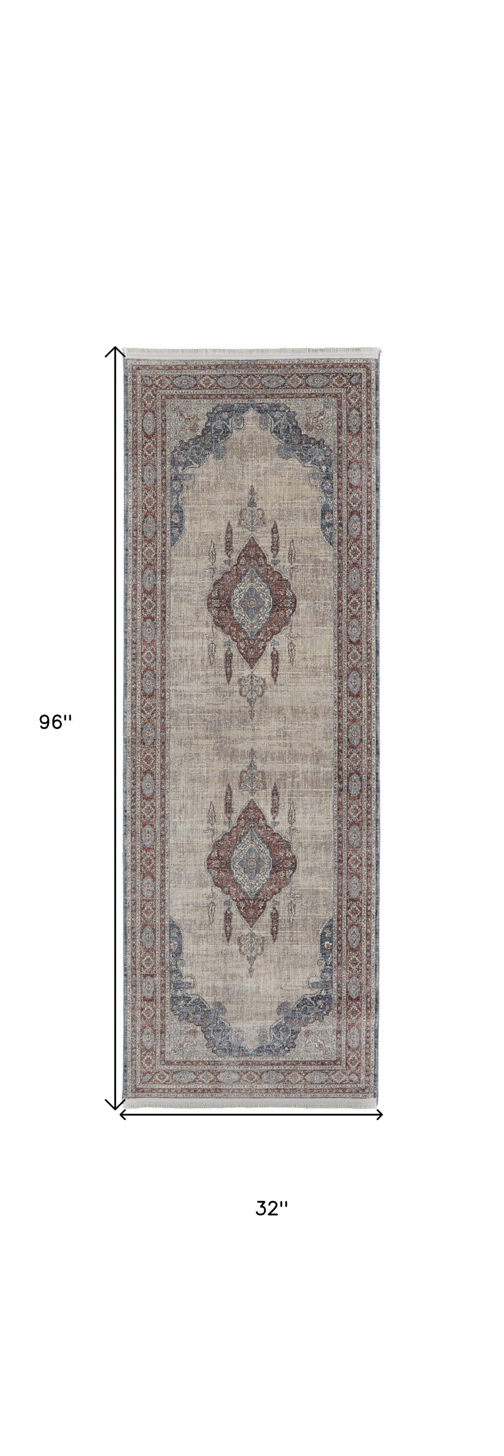 5' X 7' Gray Red And Blue Floral Area Rug