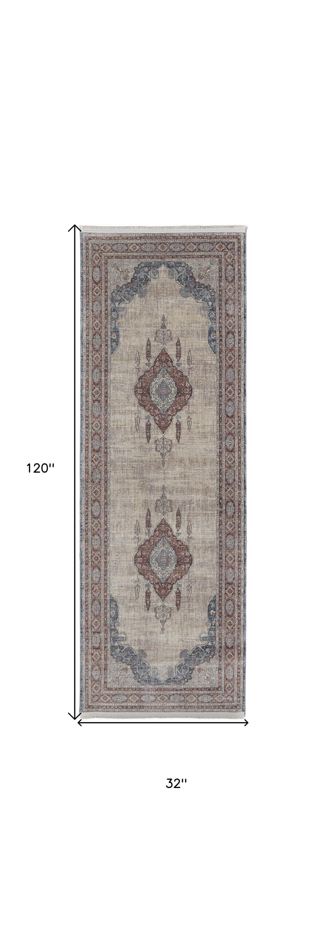 5' X 7' Gray Red And Blue Floral Area Rug