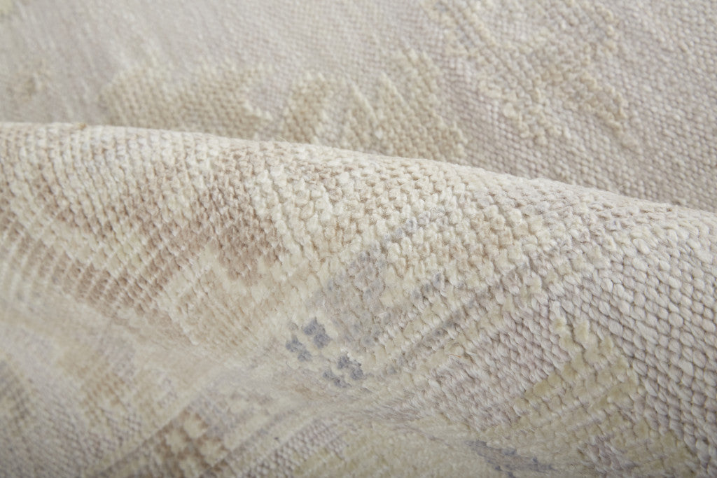 4' X 6' Tan Ivory And Orange Floral Hand Knotted Stain Resistant Area