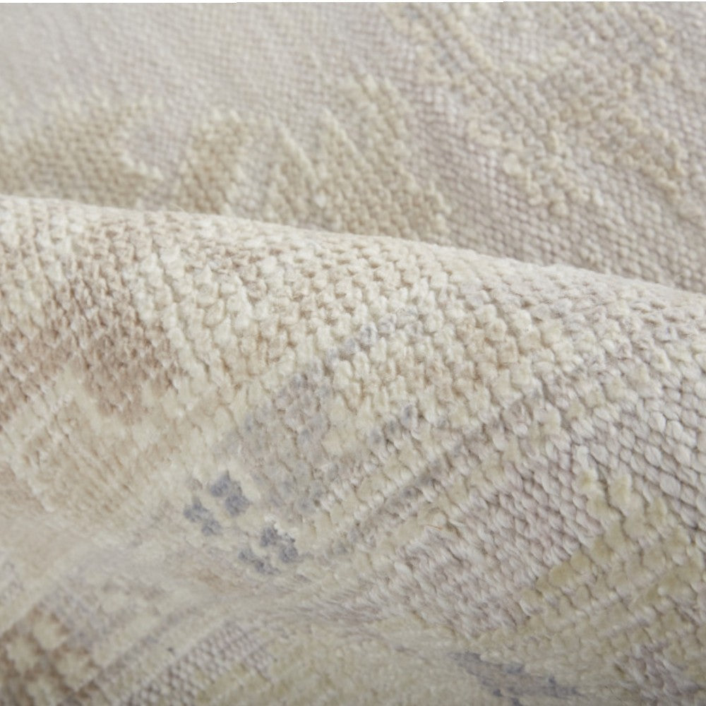 4' X 6' Tan Ivory And Orange Floral Hand Knotted Stain Resistant Area