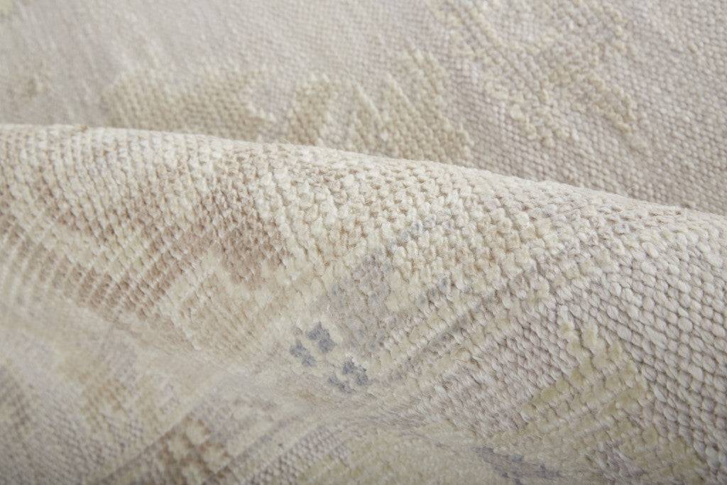 4' X 6' Tan Ivory And Orange Floral Hand Knotted Stain Resistant Area