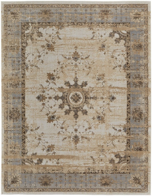 9' X 12' Tan Brown And Gray Oriental Distressed Area Rug