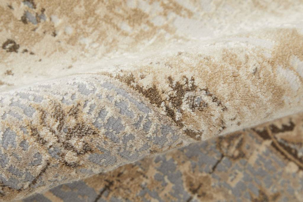 9' X 12' Tan Brown And Gray Oriental Distressed Area Rug