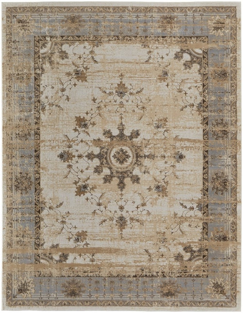 9' X 12' Tan Brown And Gray Oriental Distressed Area Rug