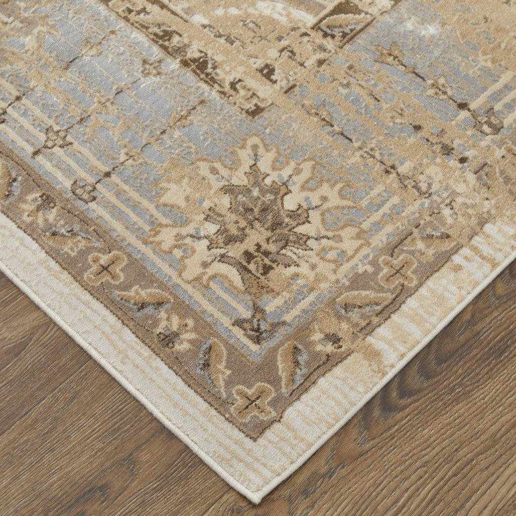 9' X 12' Tan Brown And Gray Oriental Distressed Area Rug