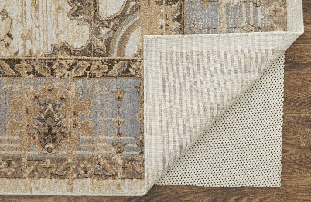 9' X 12' Tan Brown And Gray Oriental Distressed Area Rug