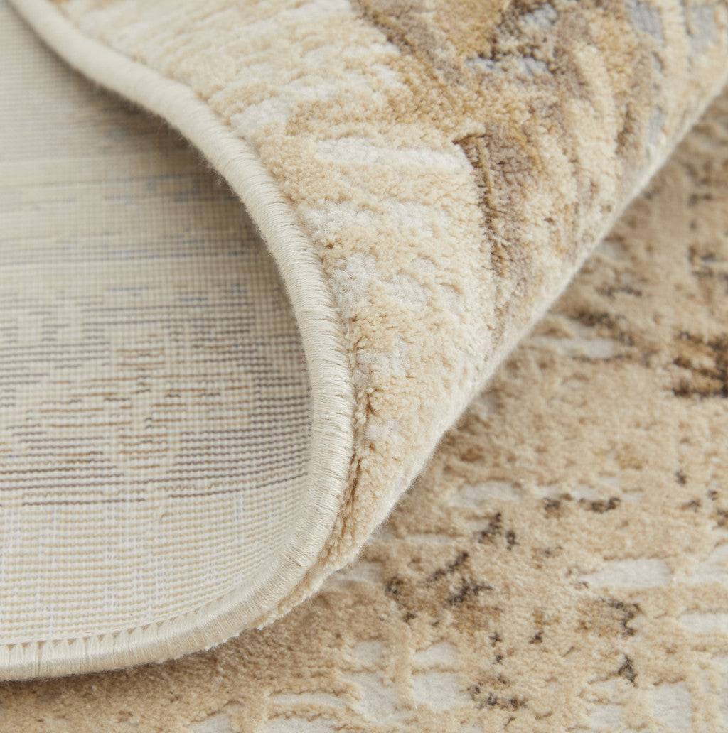 9' X 12' Tan Brown And Gray Oriental Distressed Area Rug