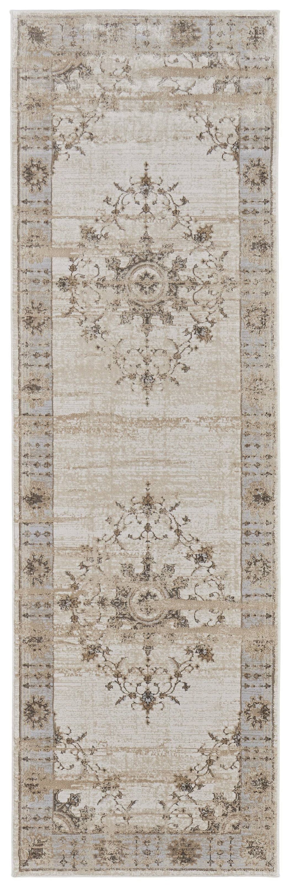 9' X 12' Tan Brown And Gray Oriental Distressed Area Rug