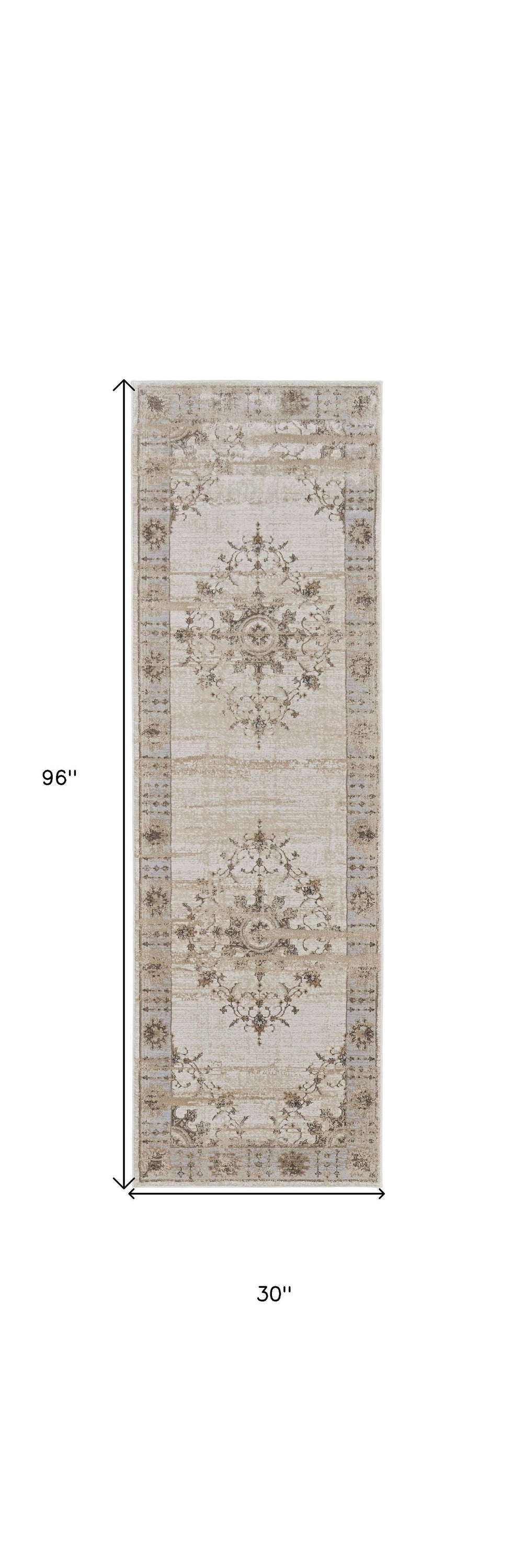 9' X 12' Tan Brown And Gray Oriental Distressed Area Rug