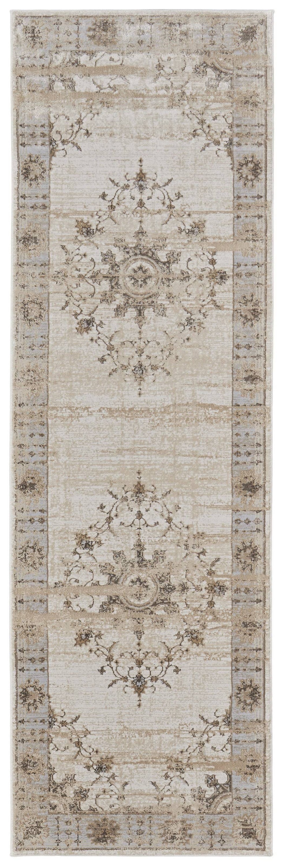 9' X 12' Tan Brown And Gray Oriental Distressed Area Rug