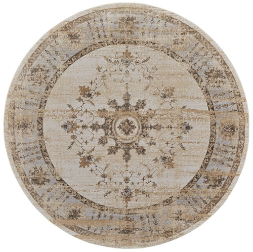 9' X 12' Tan Brown And Gray Oriental Distressed Area Rug