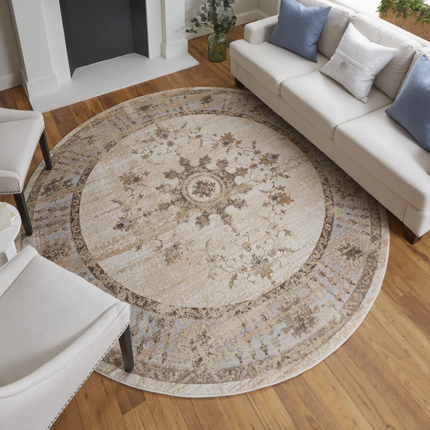 9' X 12' Tan Brown And Gray Oriental Distressed Area Rug