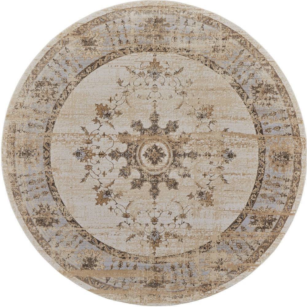 9' X 12' Tan Brown And Gray Oriental Distressed Area Rug