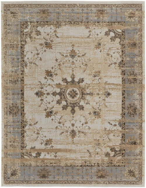 9' X 12' Tan Brown And Gray Oriental Distressed Area Rug