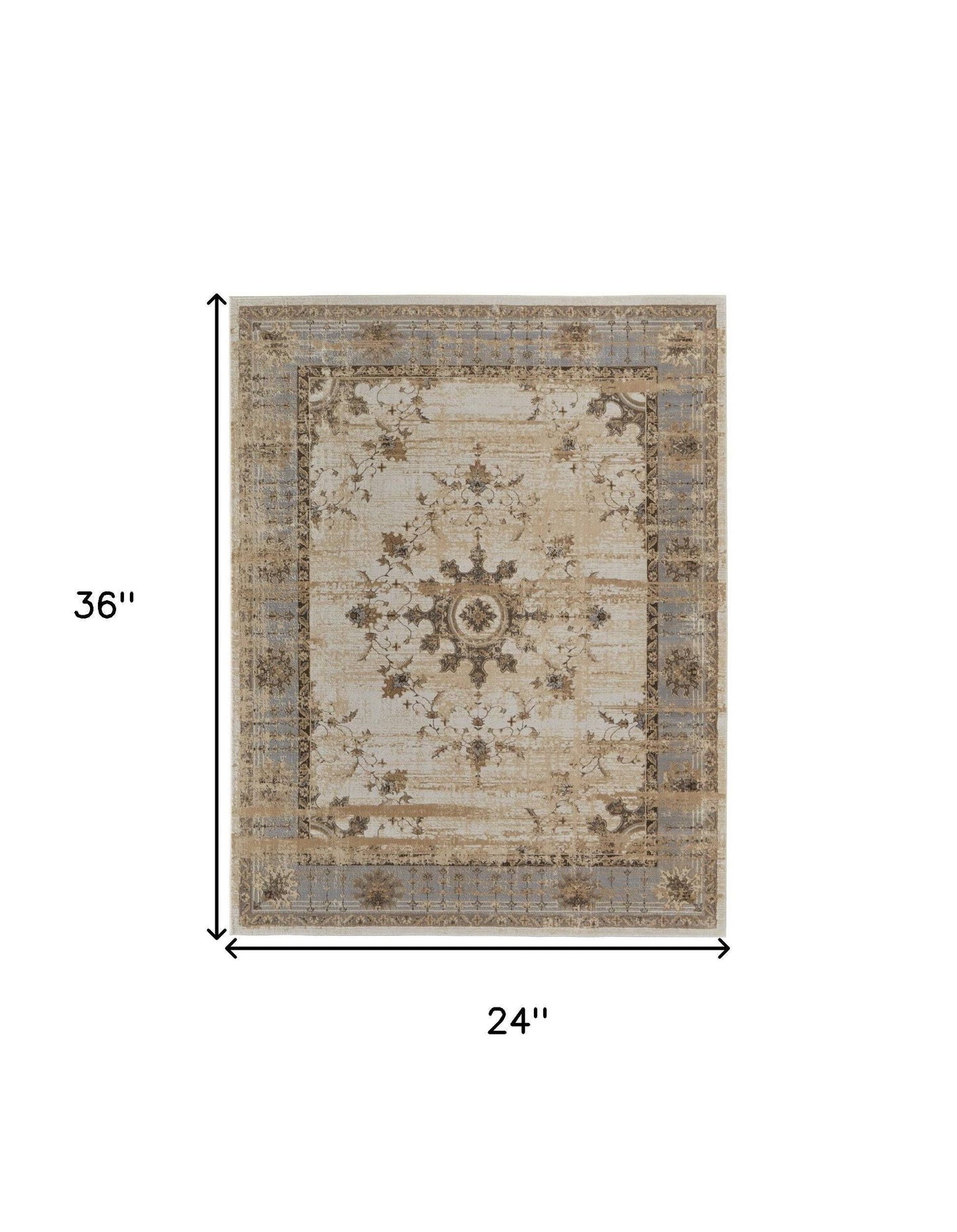 9' X 12' Tan Brown And Gray Oriental Distressed Area Rug