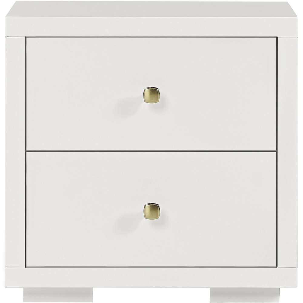 19" White Solid and Manufactured Wood Two Drawer Nightstand
