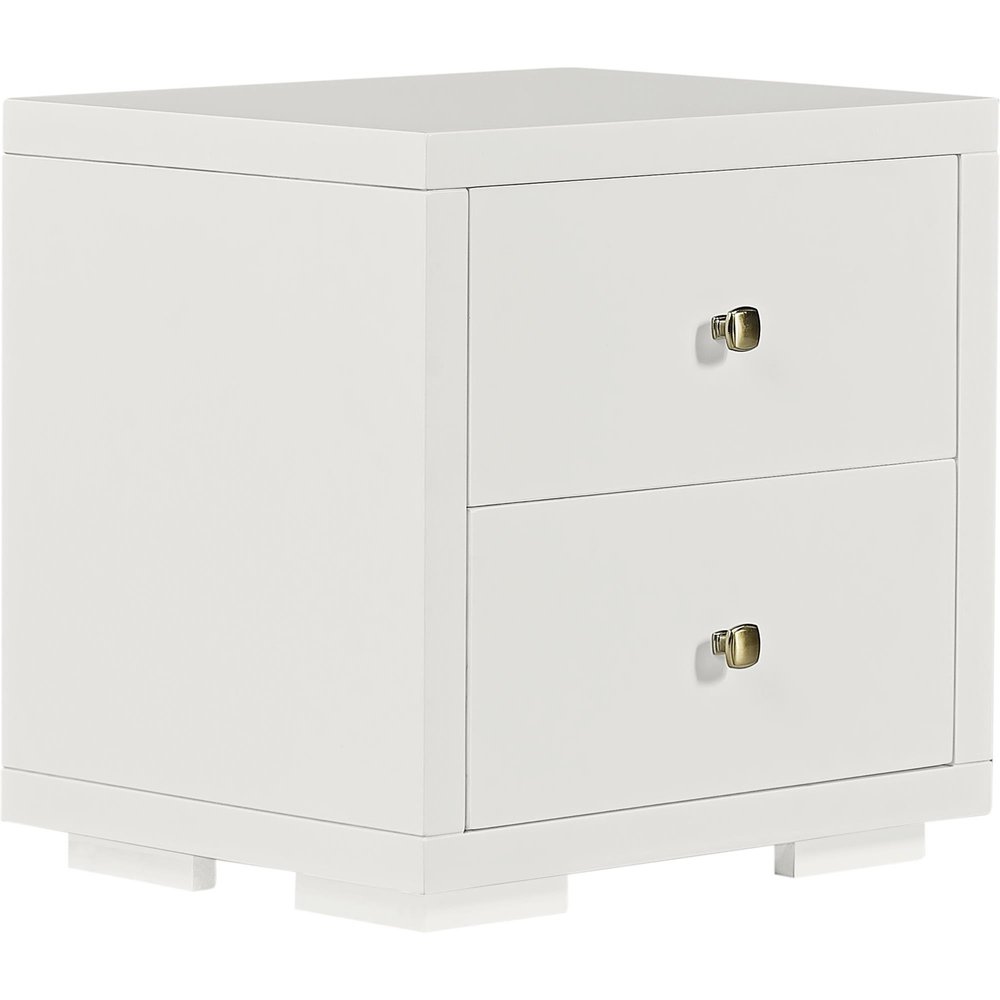 19" White Solid and Manufactured Wood Two Drawer Nightstand
