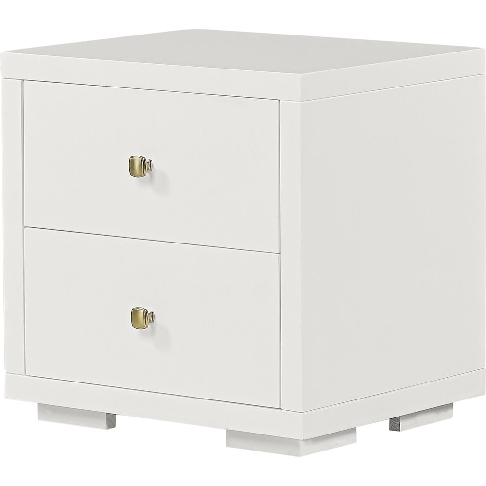 19" White Solid and Manufactured Wood Two Drawer Nightstand
