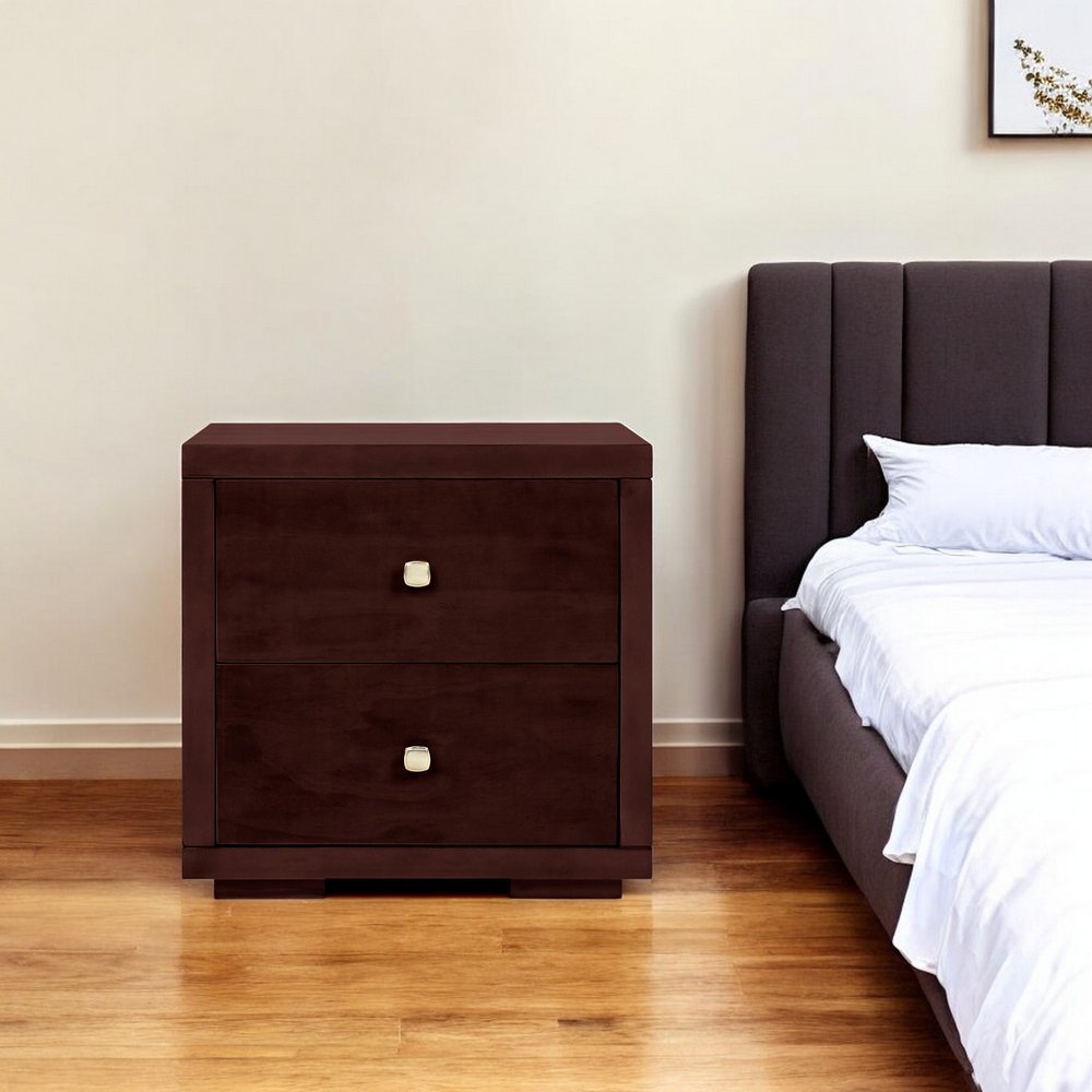 19" White Solid and Manufactured Wood Two Drawer Nightstand