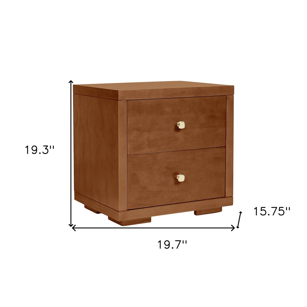 19" White Solid and Manufactured Wood Two Drawer Nightstand