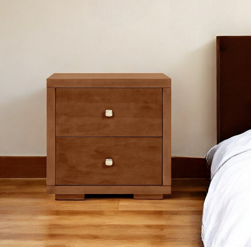 19" White Solid and Manufactured Wood Two Drawer Nightstand