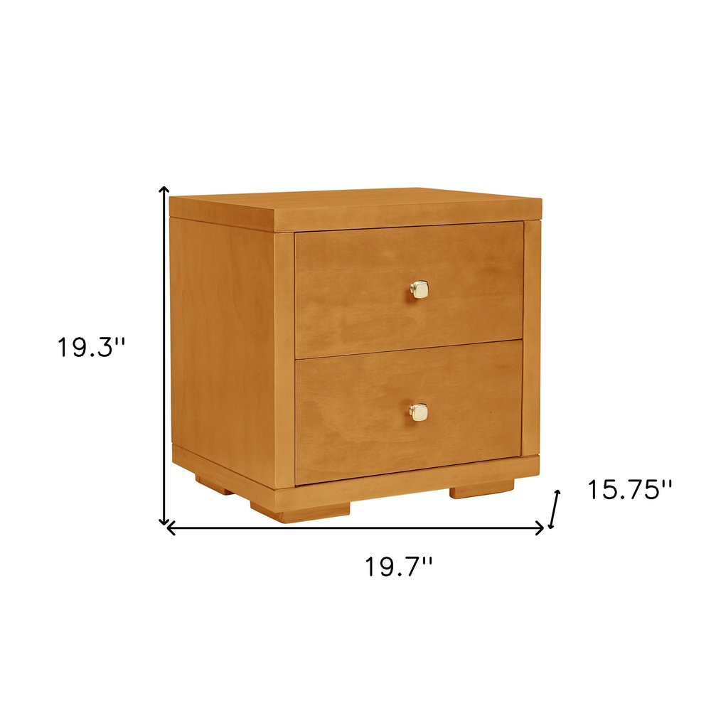 19" White Solid and Manufactured Wood Two Drawer Nightstand